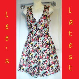XXI Floral Sleeveless Dress Retro Ruffles Festival